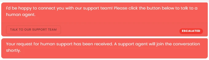 Quanta offers to connect the customer with the support team